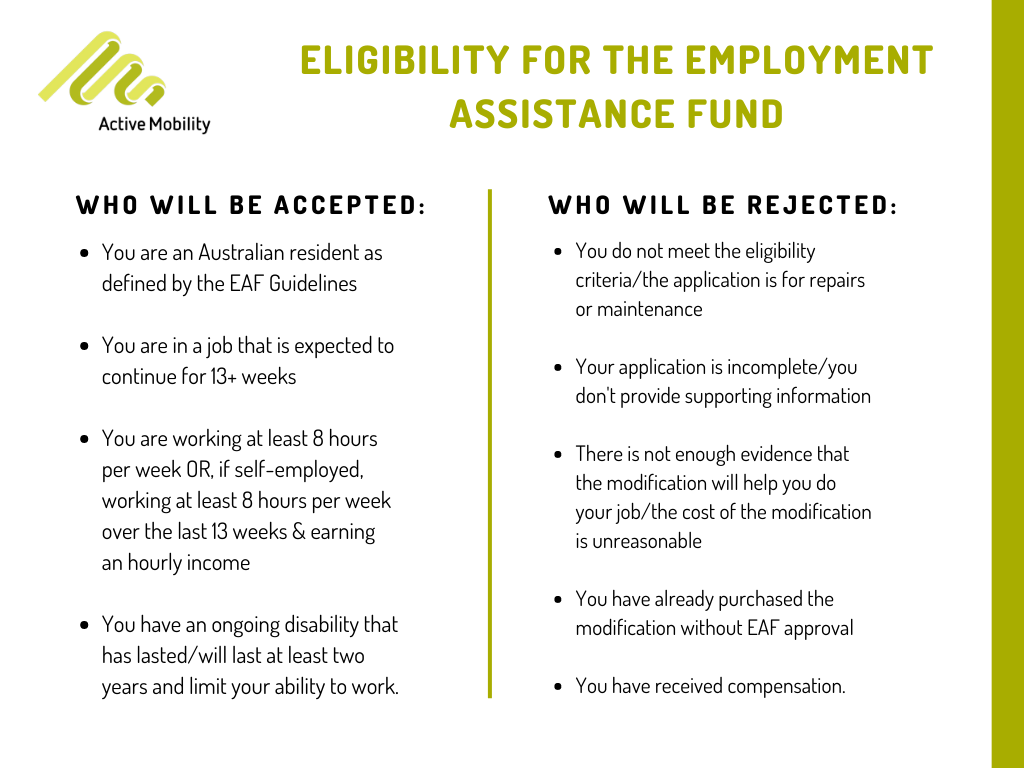 Eligibility for the employment assistance fund